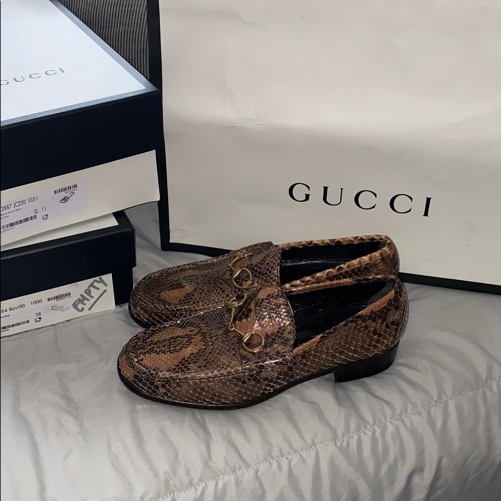 MenS Gucci snakeskin loafers